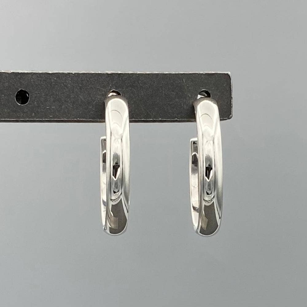 Large Oval Post Hoops - Sterling Silver