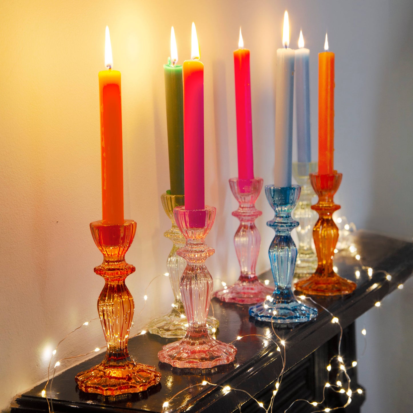 Orange Glass Candlestick Holder - Gifts for Her
