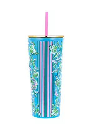 Acrylic Drink Tumbler With Straw - The Silver Dahlia