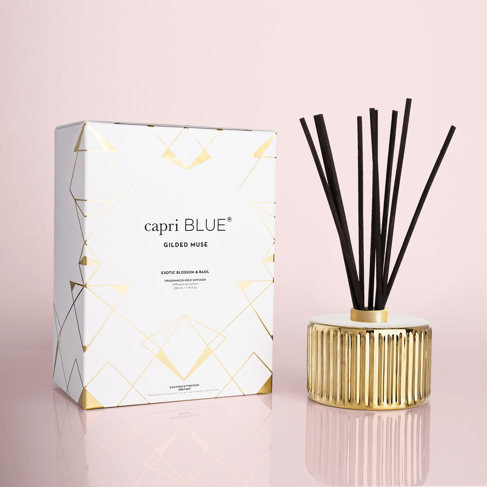 Exotic Blossom & Basil Gilded Reed Diffuser, 7.75 fl oz - The Silver Dahlia