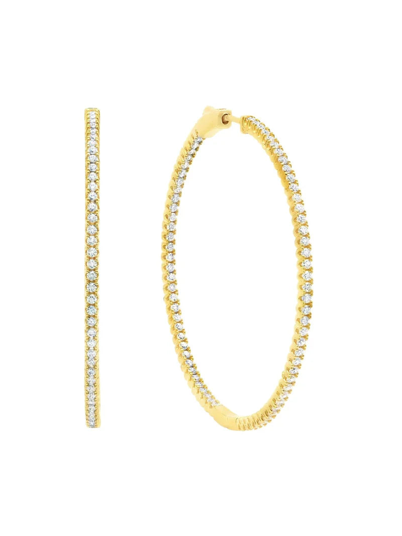 Medium Pave Hoop Earrings in Gold