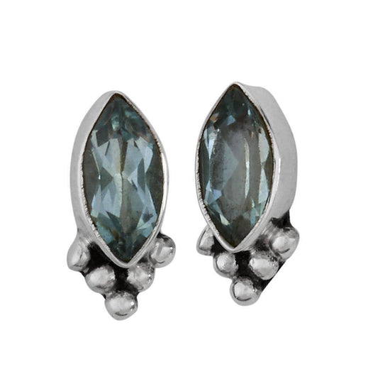 A Cool Touch Studs Sterling Silver & Blue Topaz - The Silver Dahlia