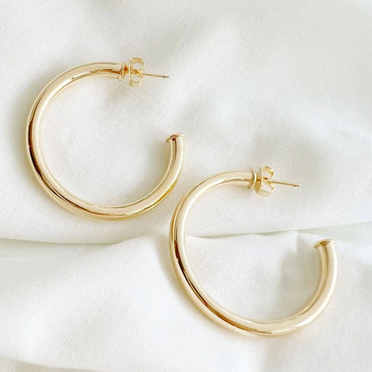 Luna Tube Hoops Earrings Gold Filled