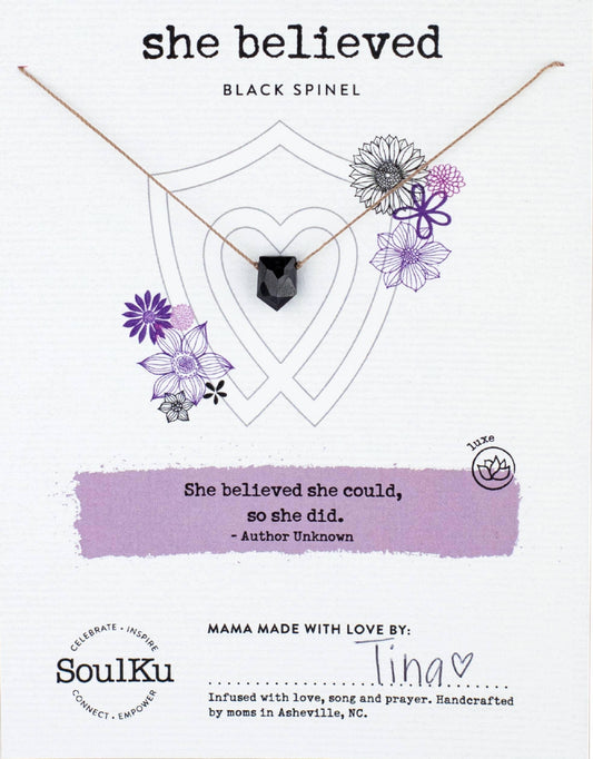 Black Spinel Warrior Empowering Necklace - The Silver Dahlia