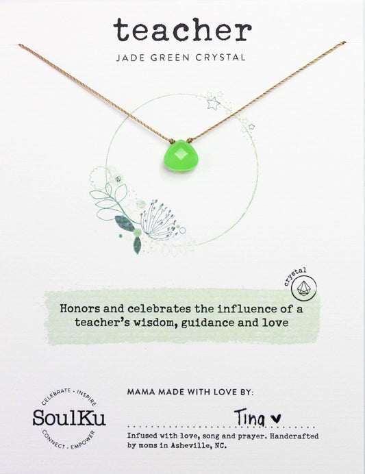 Jade Green Soul Shine Necklace for Teachers - The Silver Dahlia