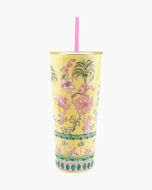 Tumbler with Straw, Tropical Oasis