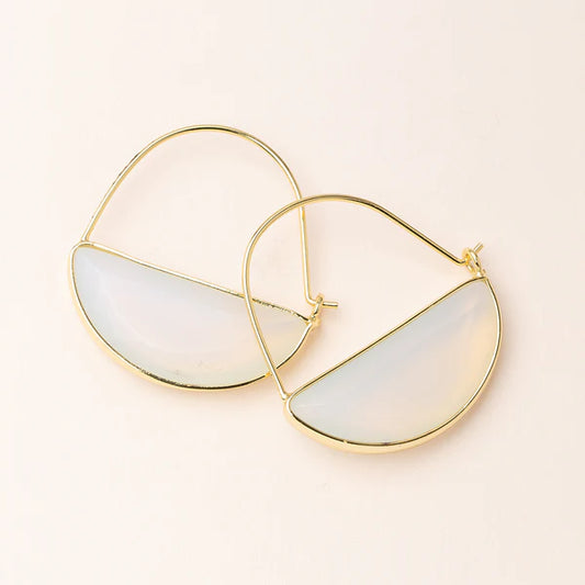 Stone Prism Hoop Earring - Gold/Opalite