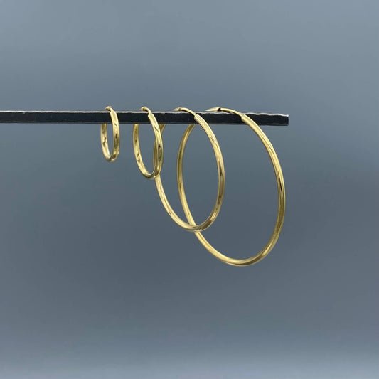 2mm Gold Endless Hoop Earrings