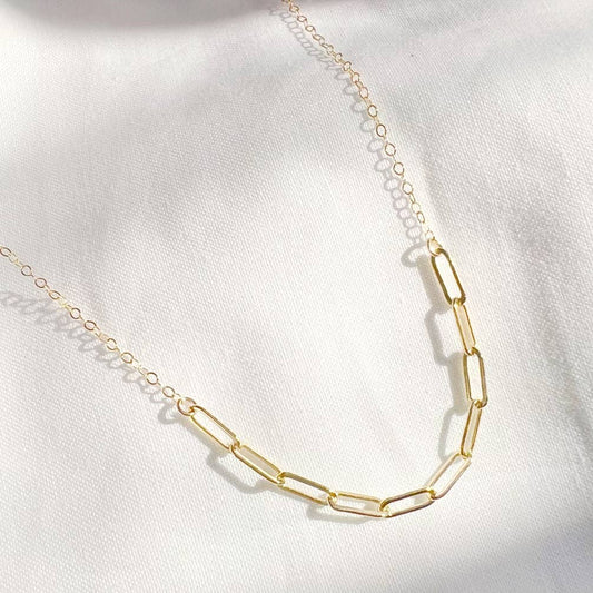 Golden Hour Paperclip Necklace Gold Filled