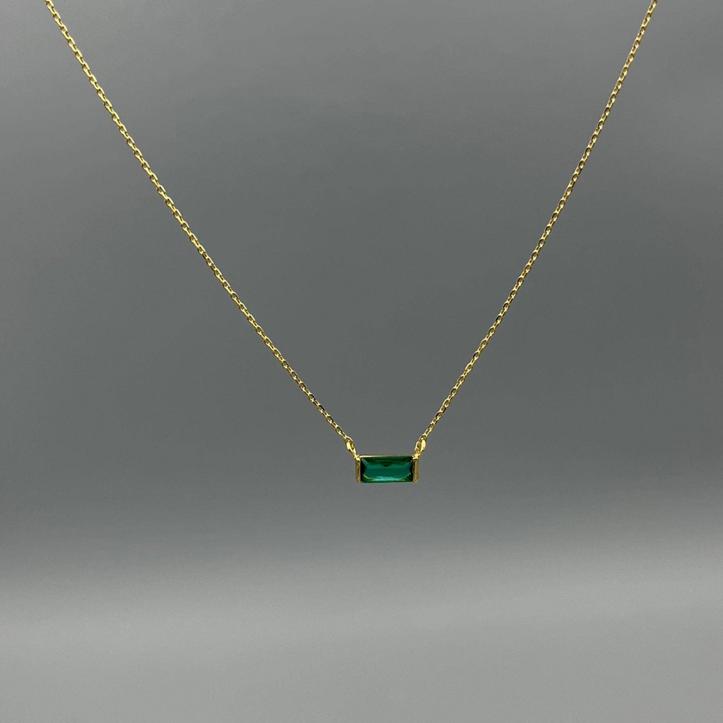 Baguette Birthstone Necklaces in Gold