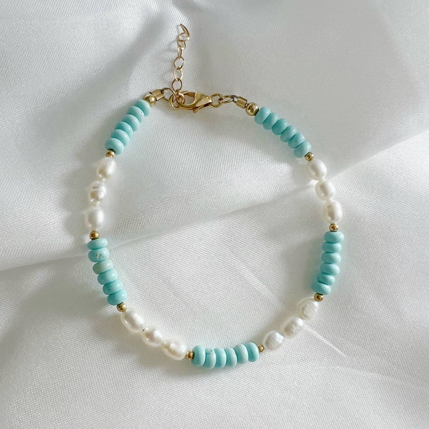 East Coast Turquoise Pearl Beaded Gold Filled Bracelet