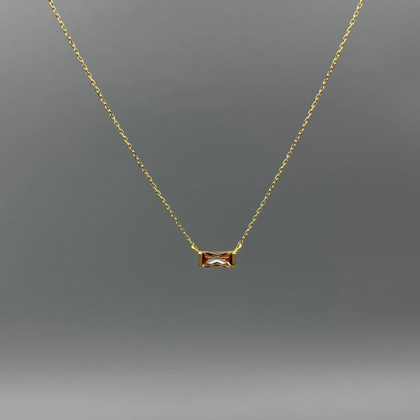 Baguette Birthstone Necklaces in Gold