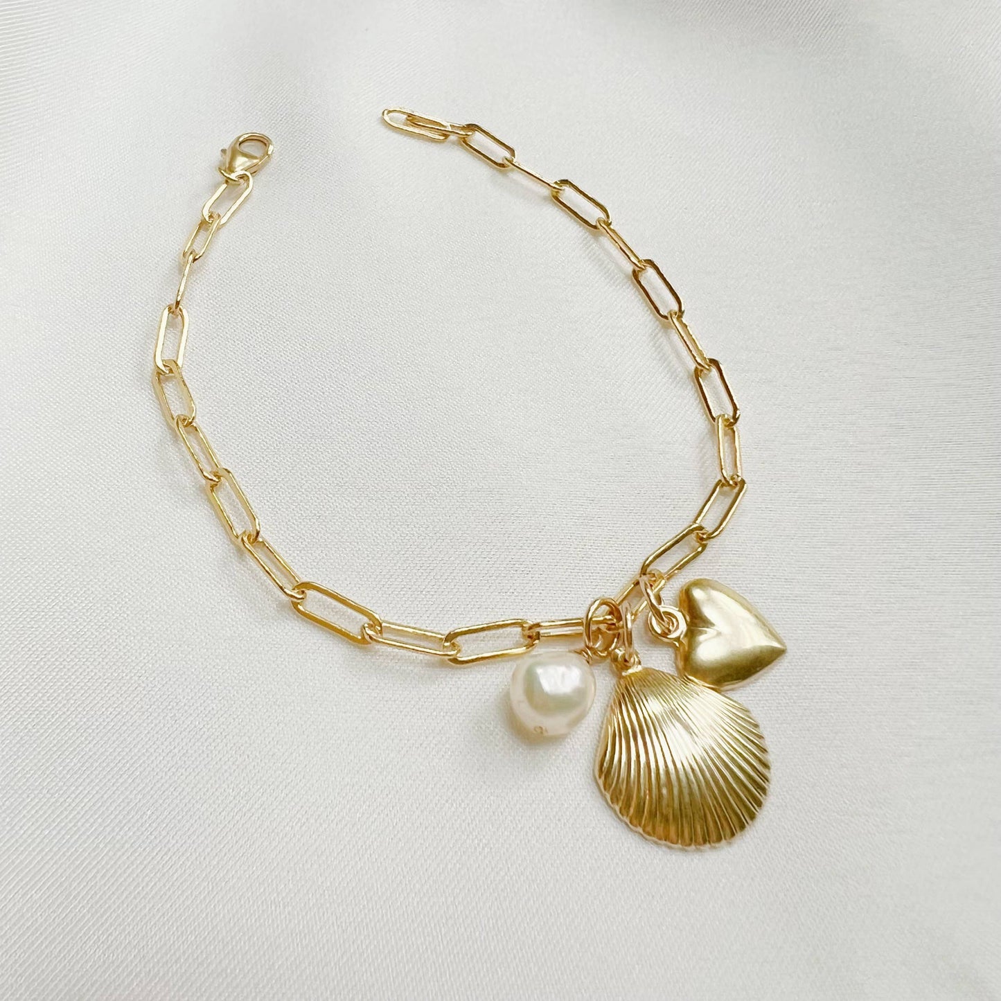 Shore Thing Beachy Charm Bracelet Gold Filled