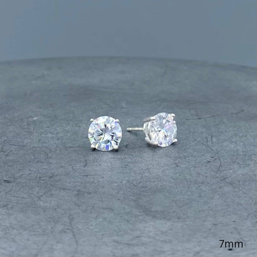 Silver Round CZ Studs