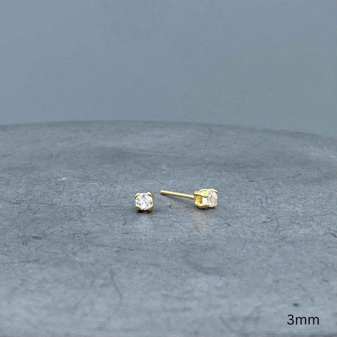 Gold Round CZ Studs