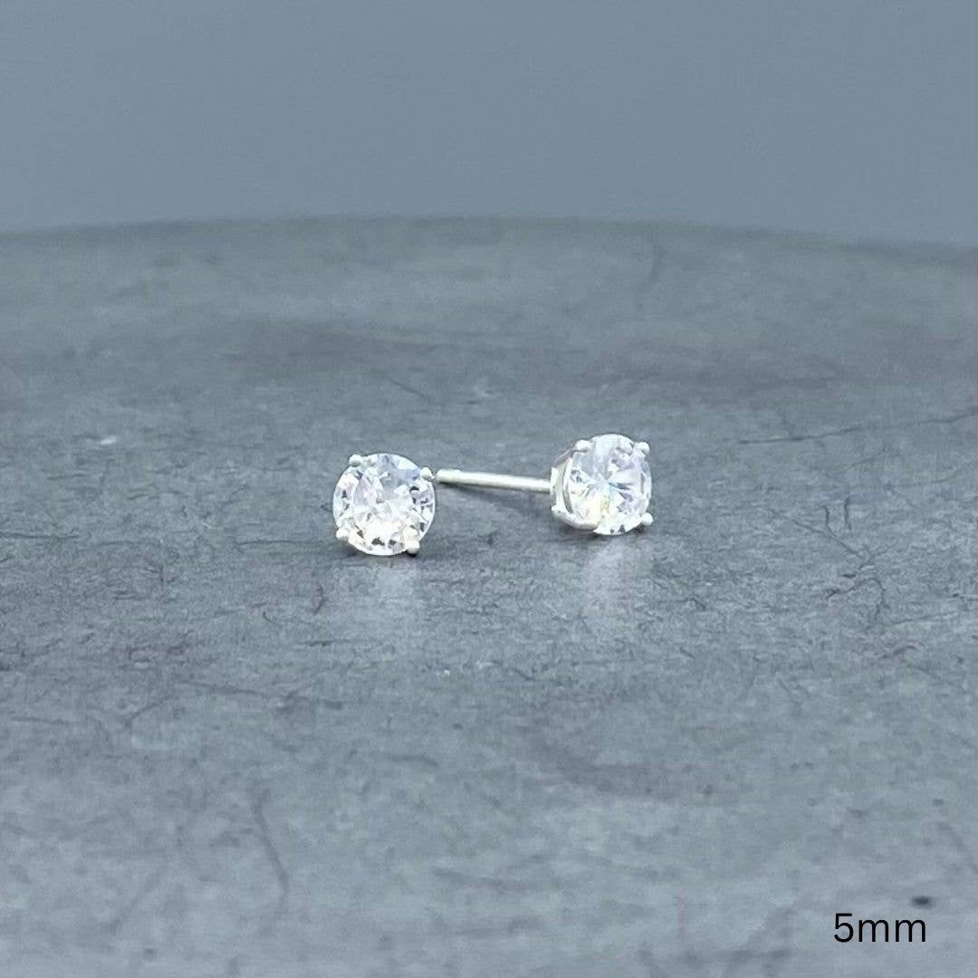 Silver Round CZ Studs