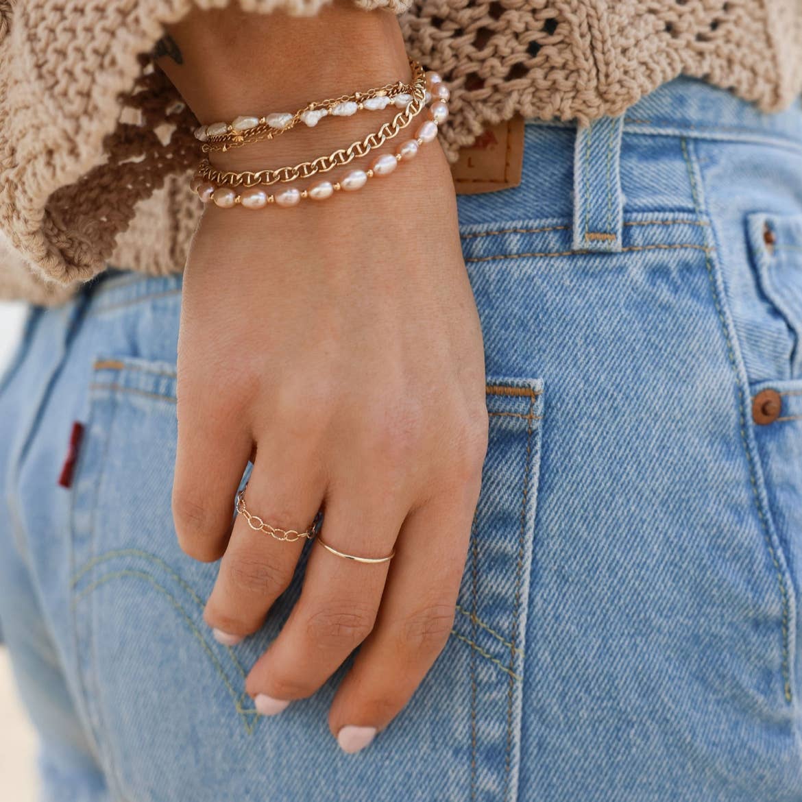 Stone Harbor Freshwater Pearl Gold Filled Beaded Bracelet