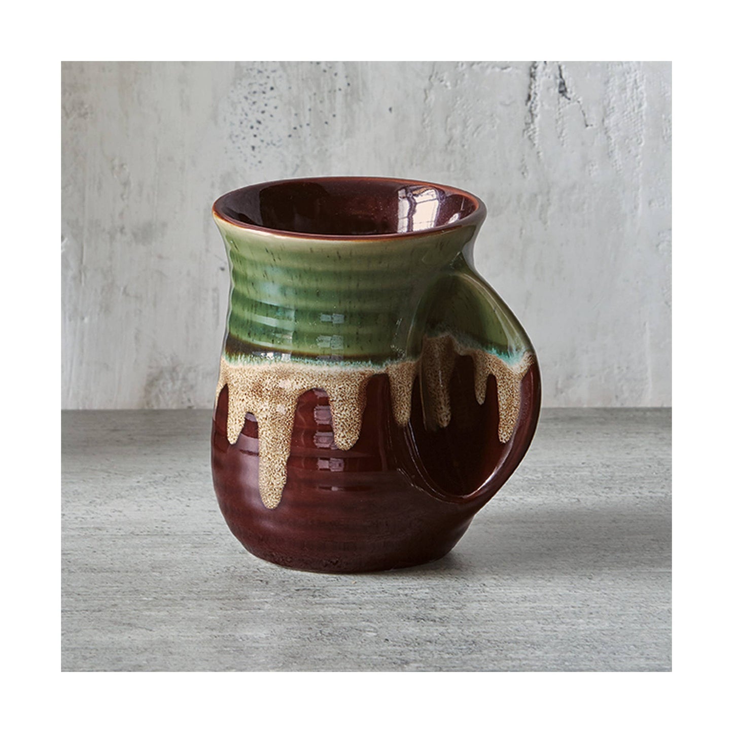 Reactive Glaze Hand Warmer Mug - Green