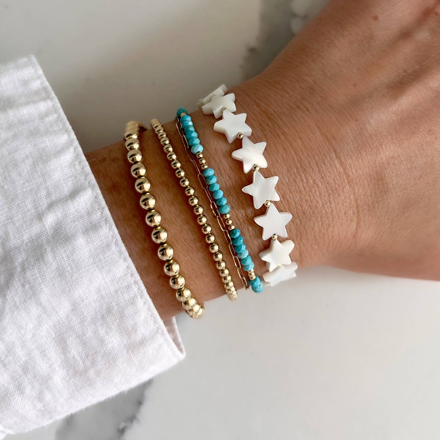 Free Spirit Dainty Turquoise Beaded Gold Filled Bracelet