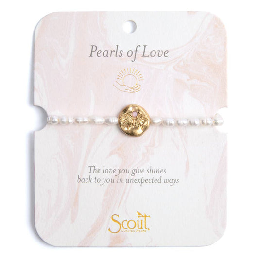 Pearl Affirmation Bracelet - Love/Gold