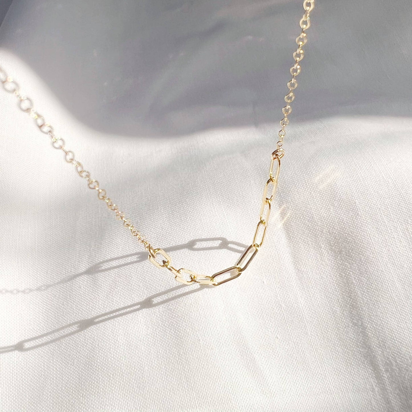 Golden Hour Paperclip Necklace Gold Filled