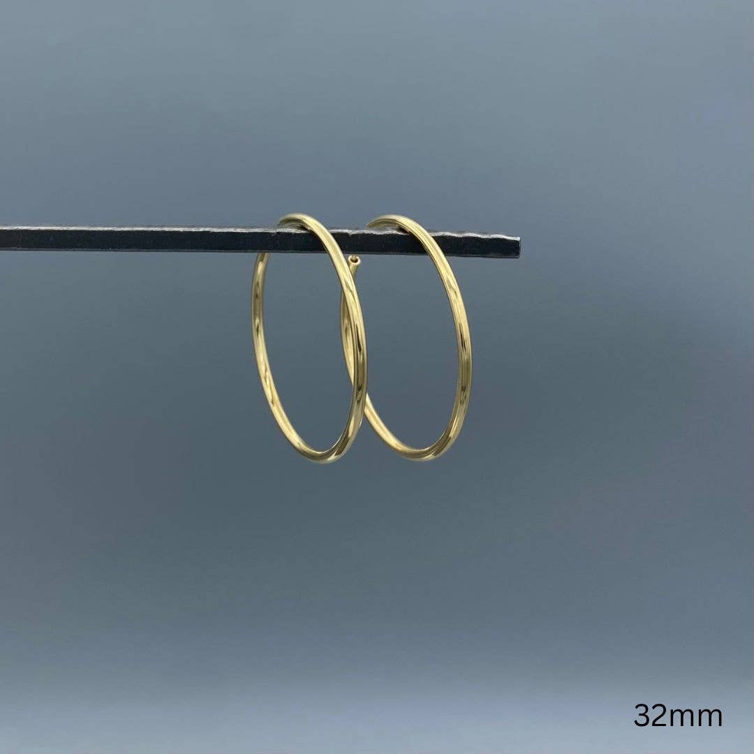 2mm Gold Endless Hoop Earrings