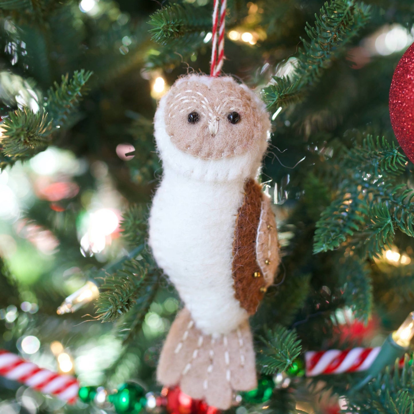 Owl Felt Wool Christmas Ornament