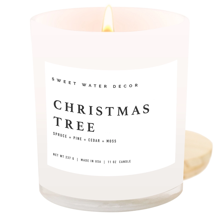 Christmas Tree Soy Candle - White Jar - 11 oz