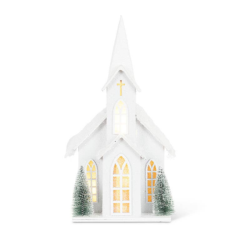 Md Snowy Tall Church w/LED