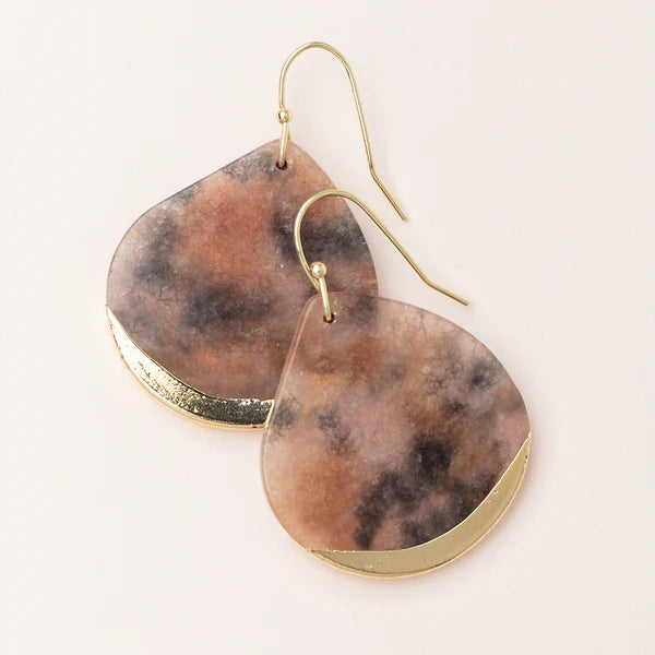 STONE DIPPED TEARDROP EARRINGS