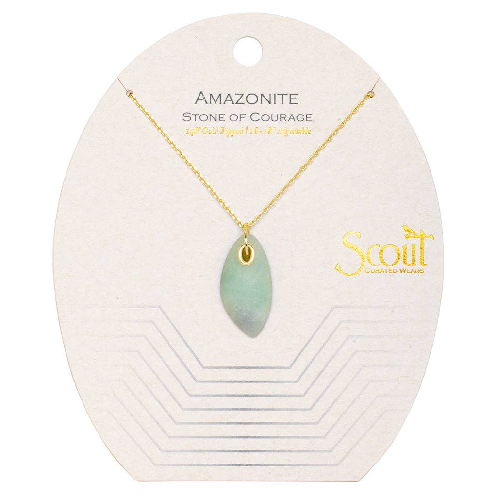 Organic Stone Necklace Amazonite/Gold - Stone of Courage