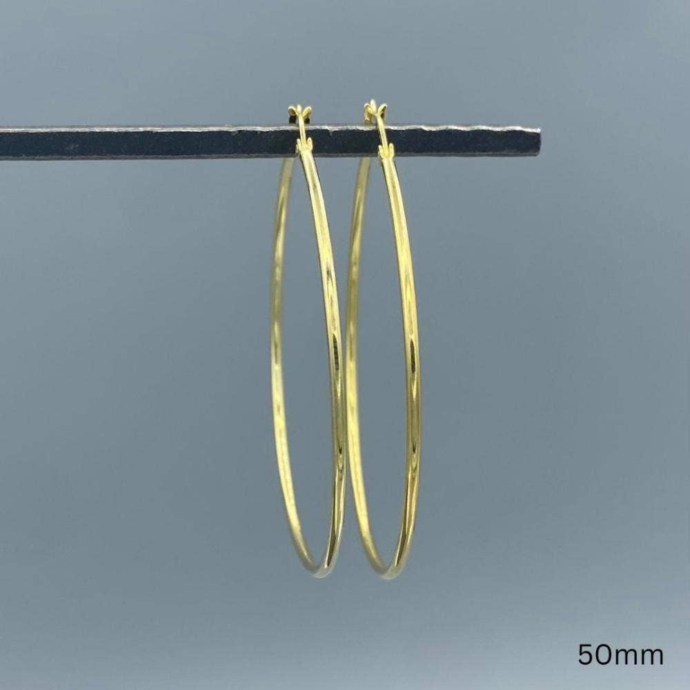 1.5mm Gold French Lock Tube Hoops