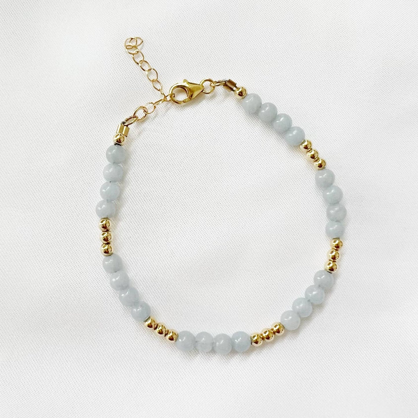 Blue Angelite Beaded Gold Filled Bracelet