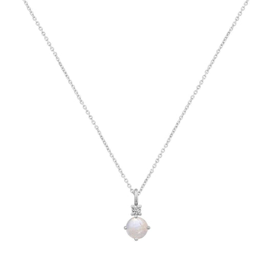 Rainbow Moonstone & Cz Necklace