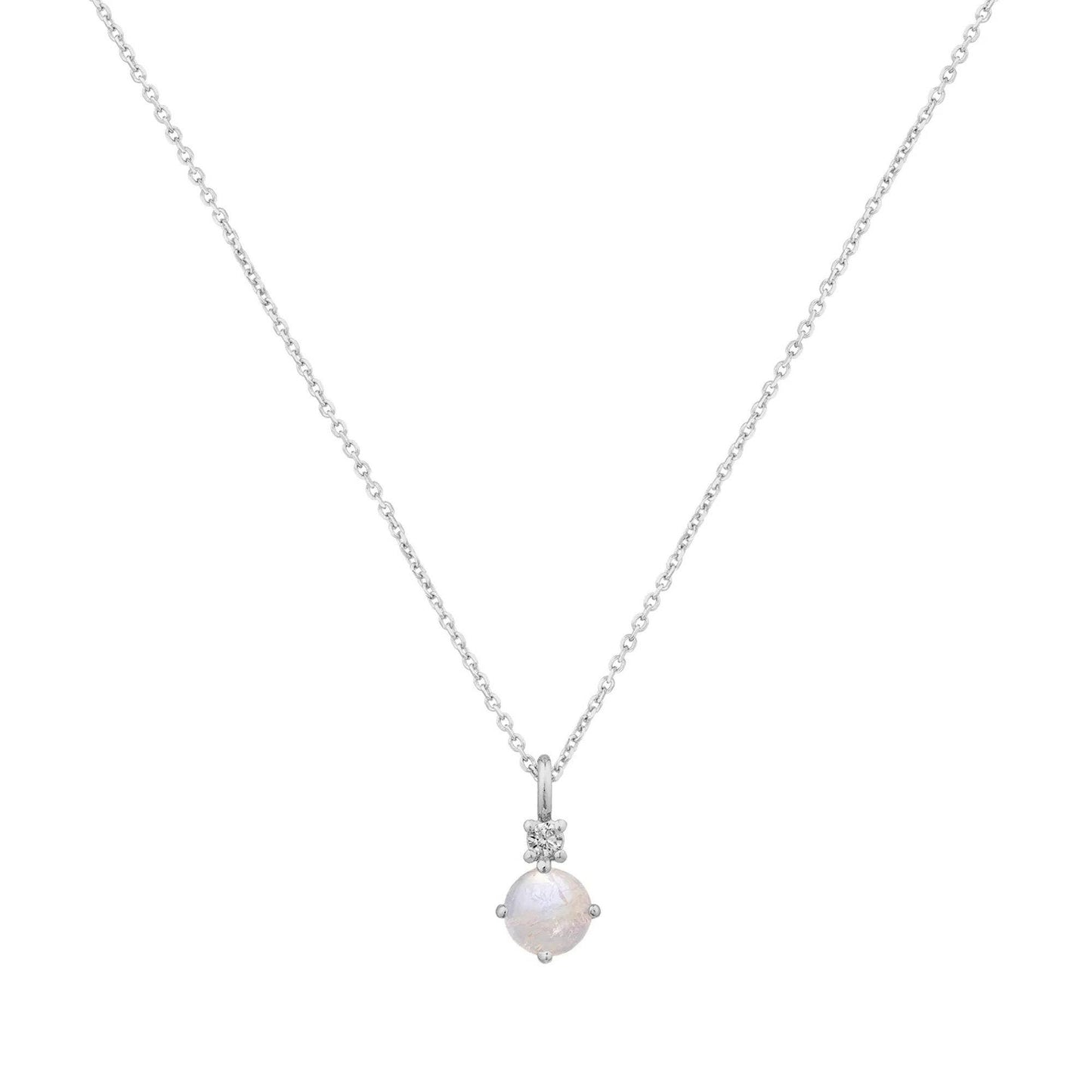 Rainbow Moonstone & Cz Necklace