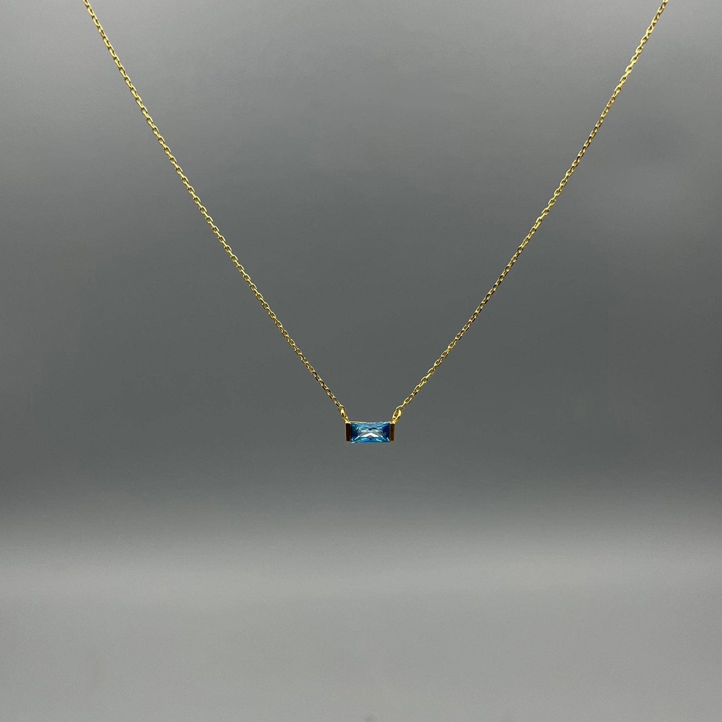 Baguette Birthstone Necklaces in Gold