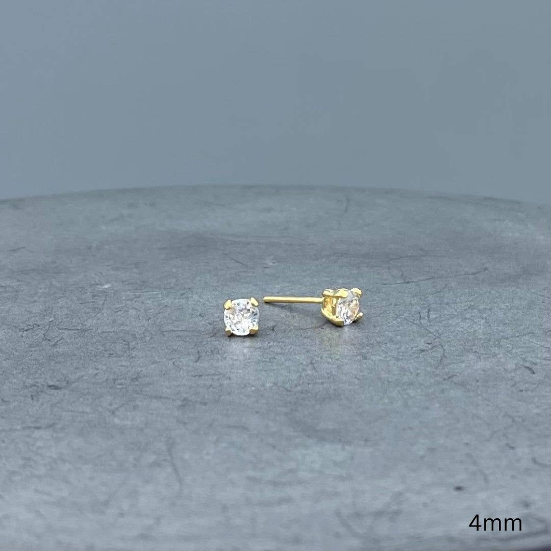 Gold Round CZ Studs