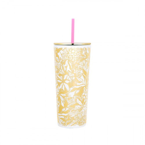 Tumbler with Straw, Safari Sangria Gold