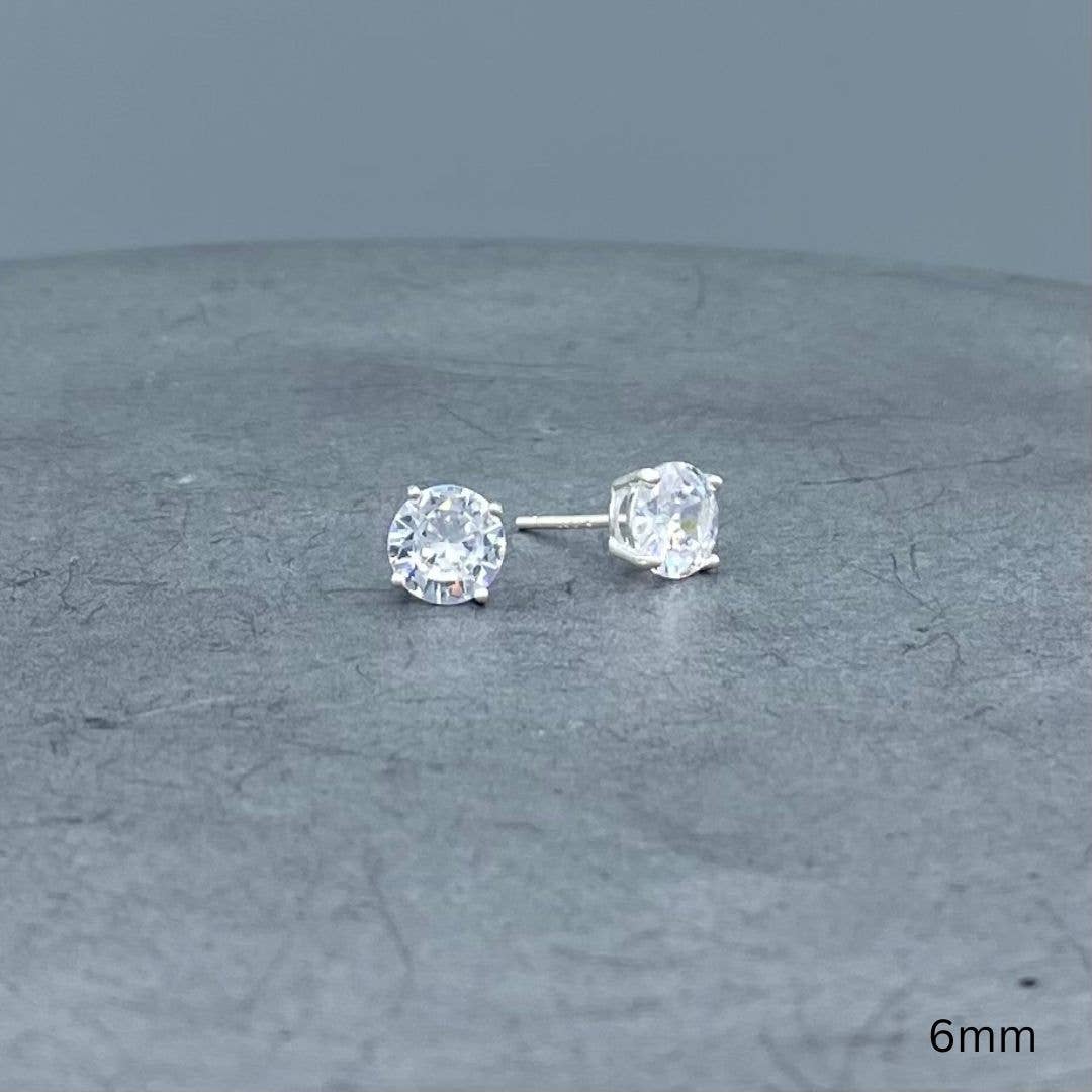 Silver Round CZ Studs