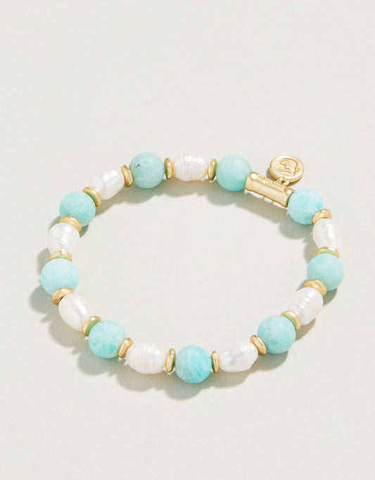 Stretch Bracelet 8Mm Amazonite/Pearl