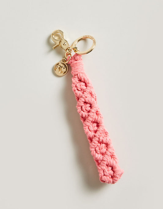 Macrame Wristle Keychain Pink