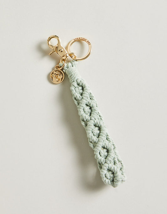 Macrame Wristlet Keychain Seafoam