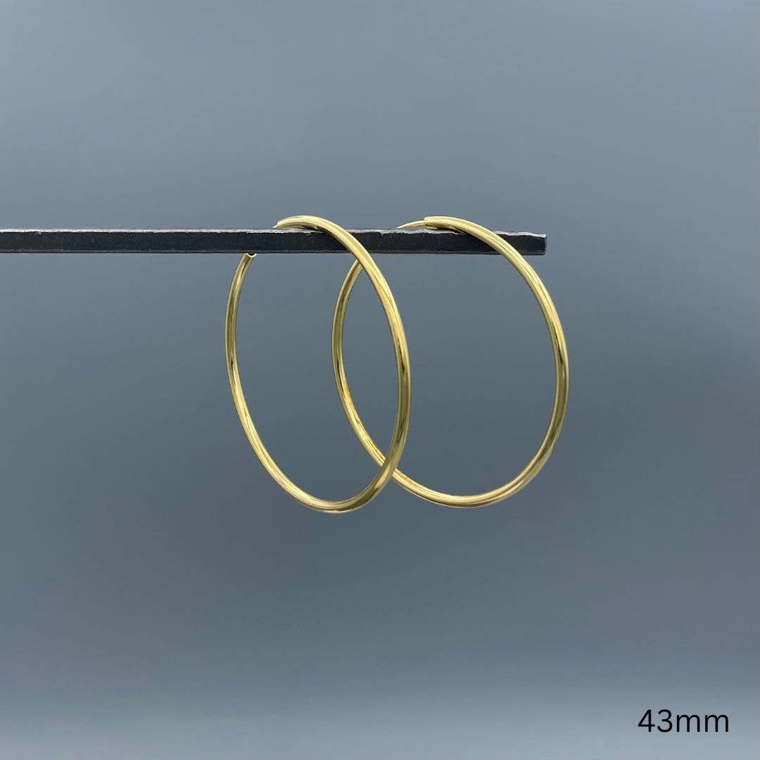 2mm Gold Endless Hoop Earrings