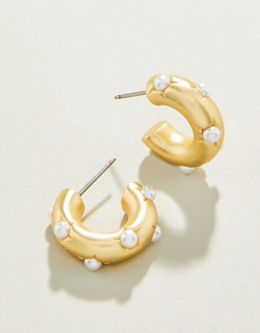 Chubby Hoop Earrings Pearl