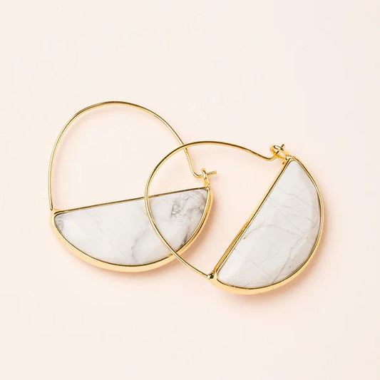 Stone Prism Hoop Howlite/Gold