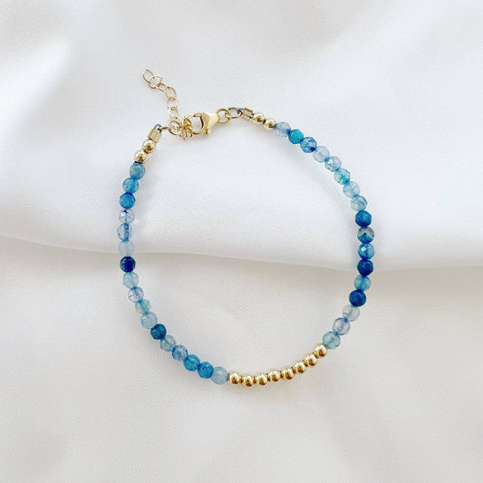 Faceted Blue Agate Beaded Gold Filled Bracelet