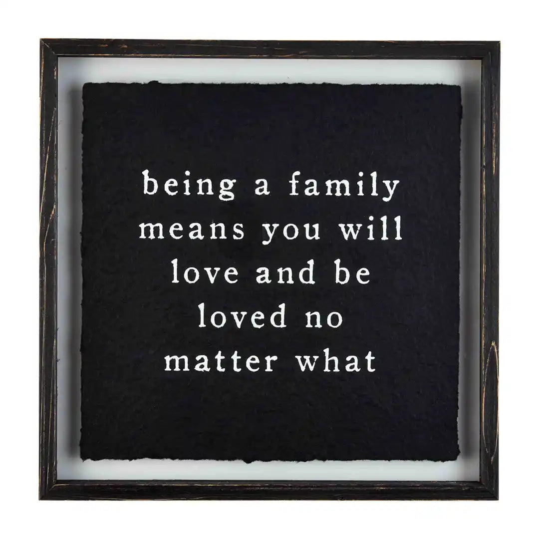 Being A Family Black Glass Plaque - The Silver Dahlia