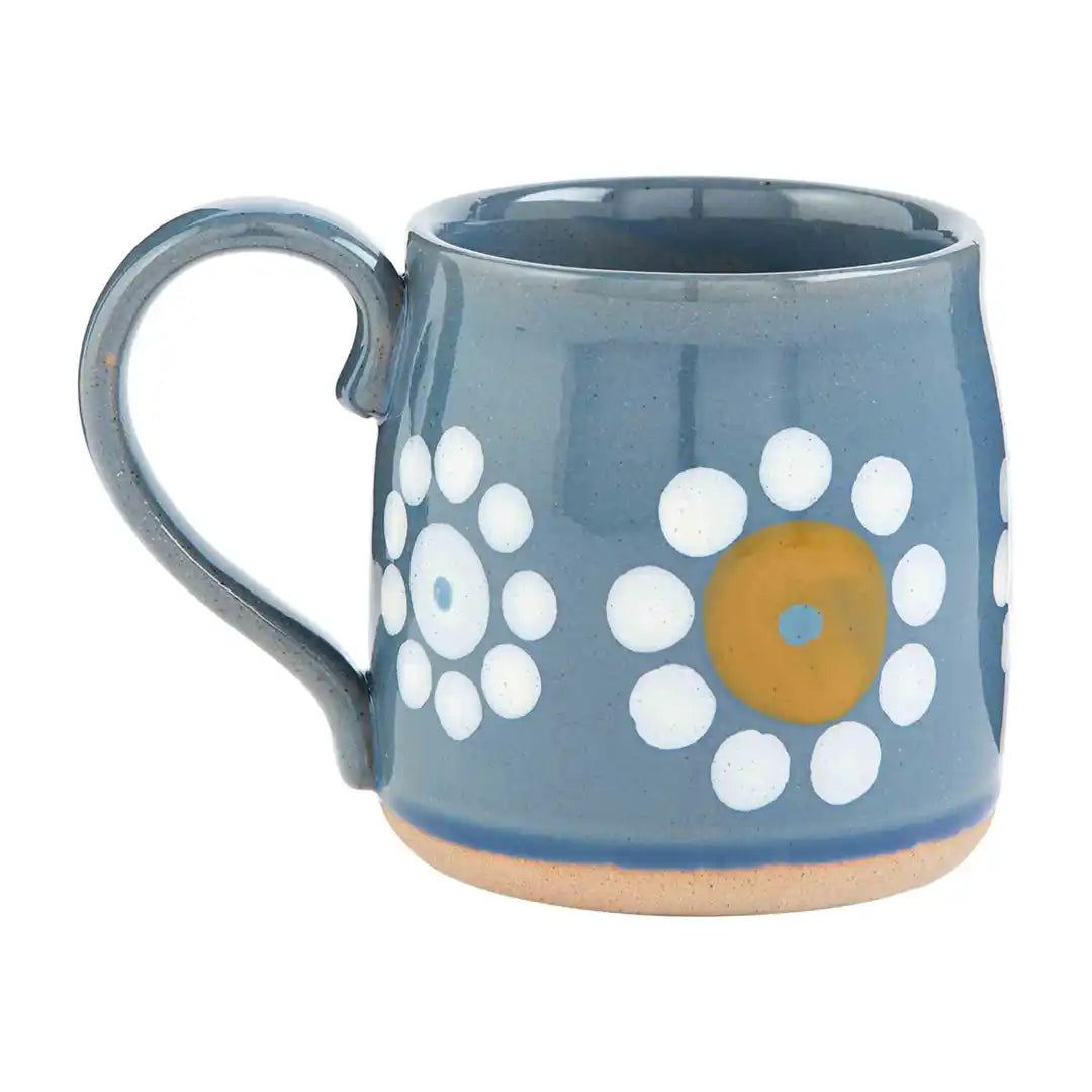 Blue Dotted Floral Mug - The Silver Dahlia