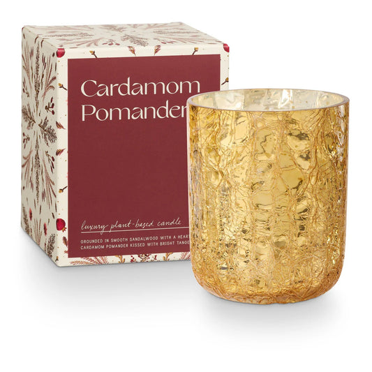 Cardamom Pomander Small Boxed Crackle Glass Candle