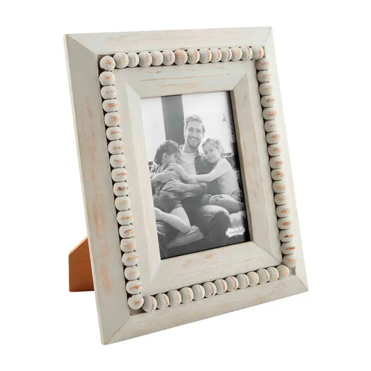 Large Gray Bead Wood Frame - The Silver Dahlia